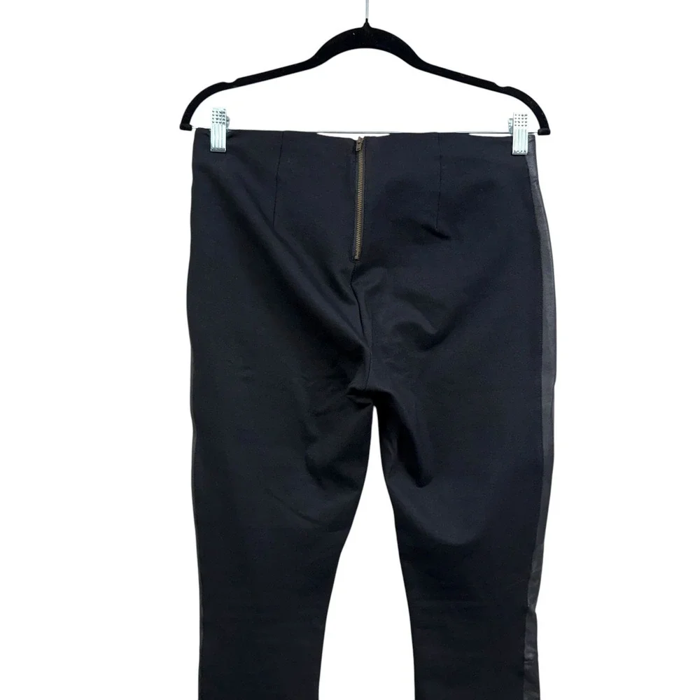 J. Crew Women Ponte Knit Leggings Vegan Leather Trim Panel High Waist Black 8*